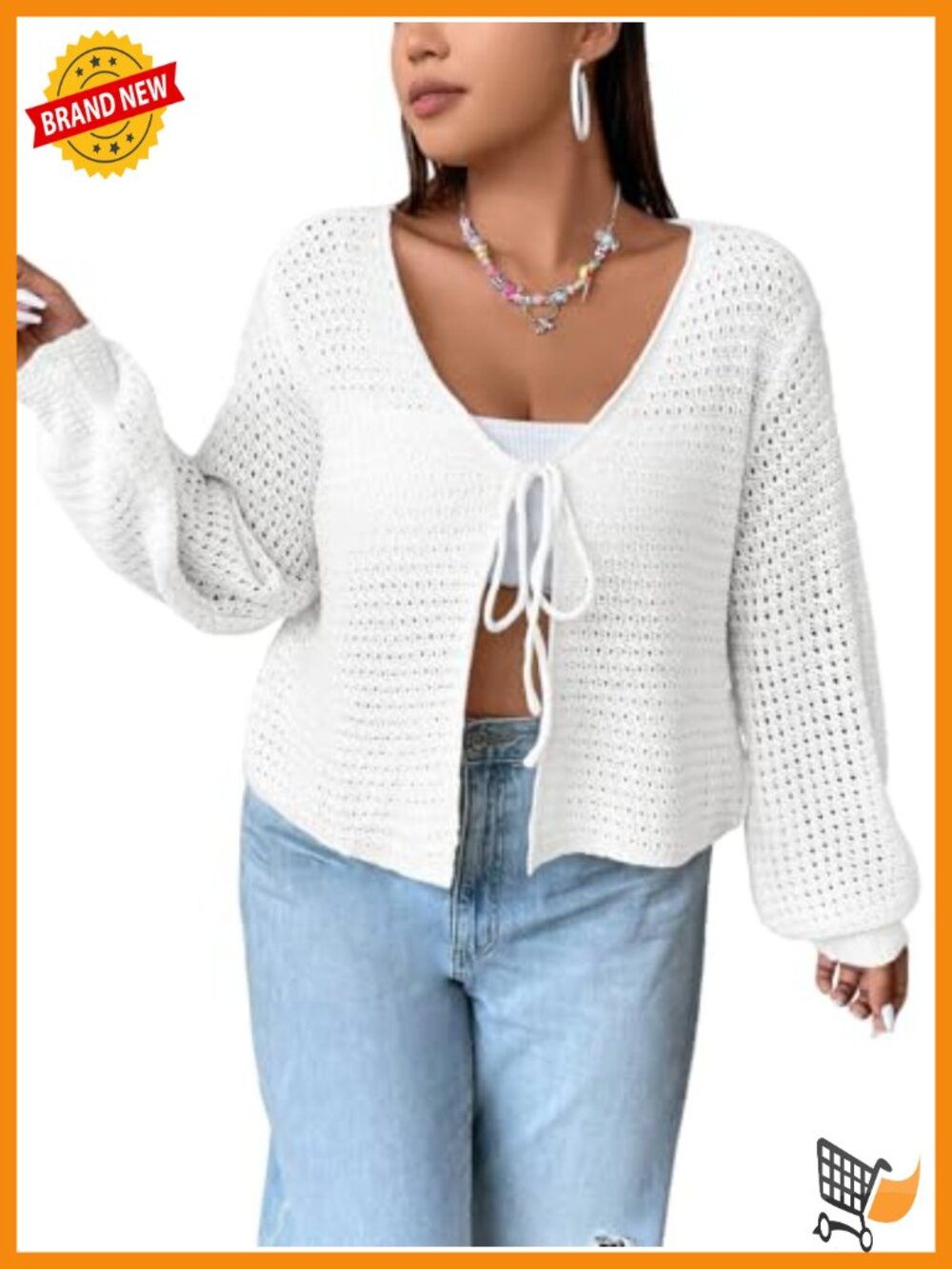 Oversized Open Knit Cardigan with Tie Front